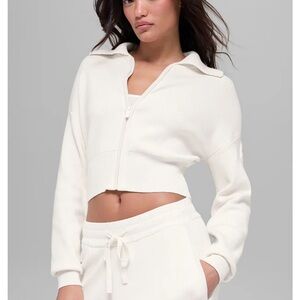 Alo yoga scholar knit cropped zip jacket sweater